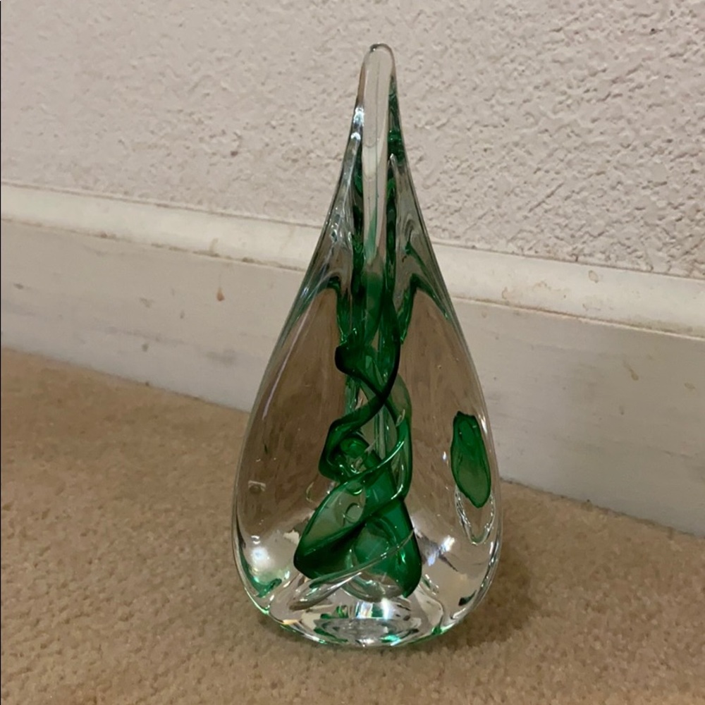 Green Glass Twisted Home Decor Piece